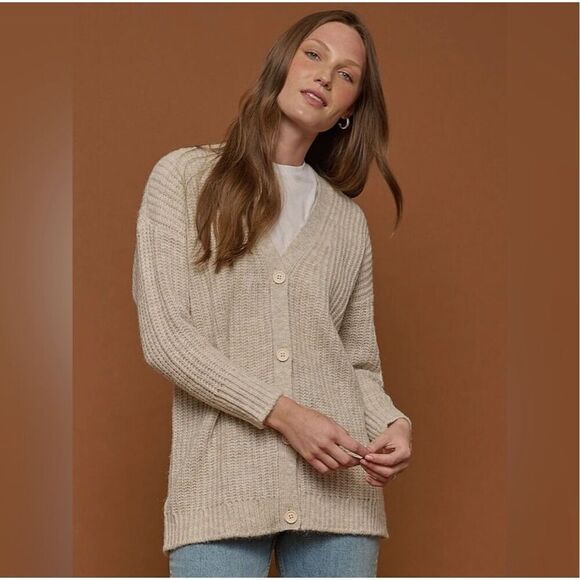 Tradlands Judith cocoon cardigan in oatmeal heather size XS - Picture 1 of 11